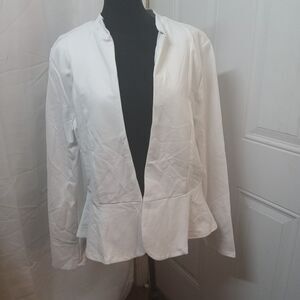 Hybrid & Co Women's Open Front Ponte Blazer Jacket White Size XL Casual Work